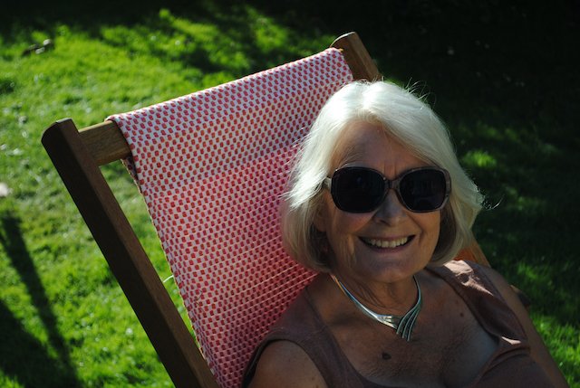 beautiful designer fabric on classic deck chair